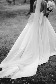 Sexy Satin A-Line Sleeveless Open Back Wedding Dress With Bow