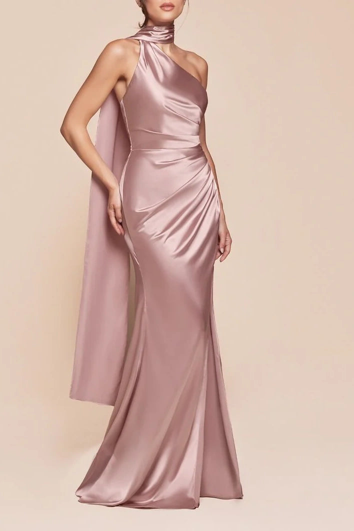 Sexy Satin Fitted Sleeveless Bridesmaid Dress With Side Slit