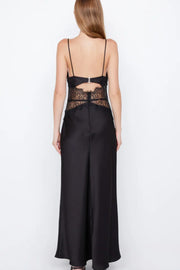 Sexy Satin Fitted V-Neck Lace Illusion Empire Party Evening Dress