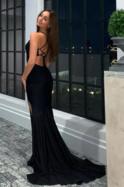 Sexy Satin Trumpet V-Neck Strapless Prom Dress