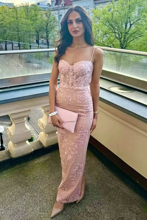 Sheath Empire Sleeveless Sweetheart Lace Maxi Party Prom Dress