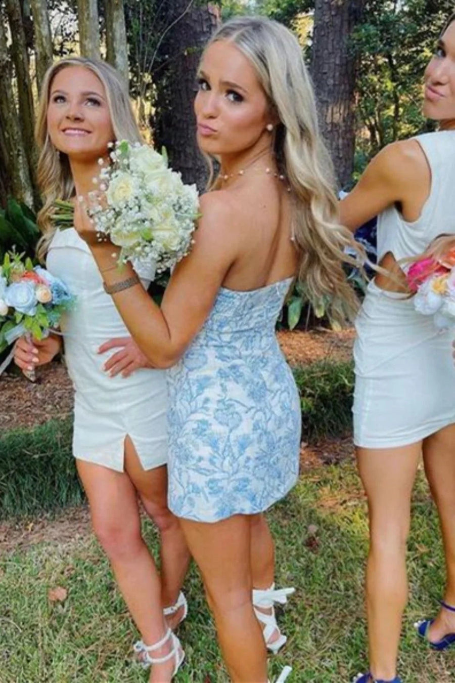 Sheath Floral Appliques Satin Empire Short Party Homecoming Dress 