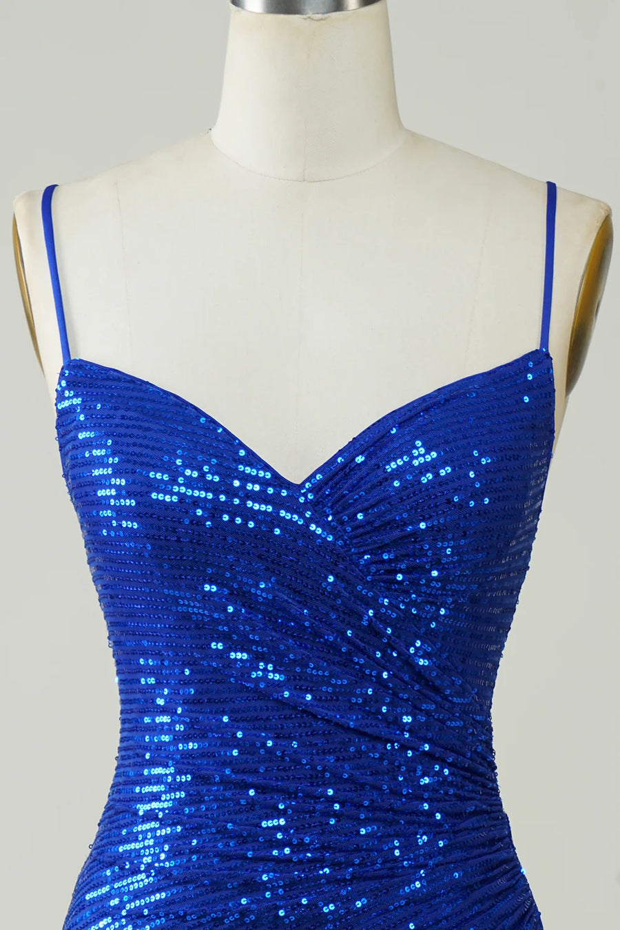 Sheath Fully Sequins V-Neck Spaghetti Straps Homecoming Dress