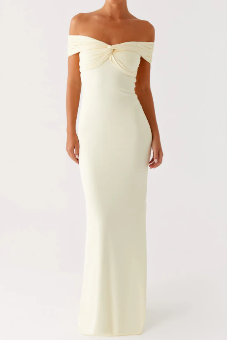 Sheath Off-Shoulder Satin Floor-Length Party Prom Dress