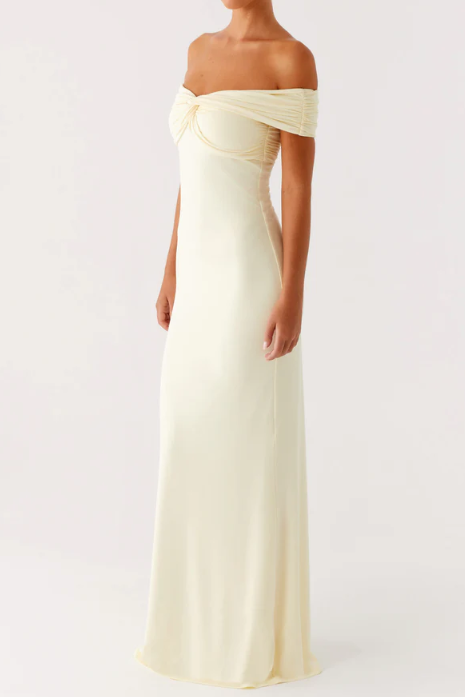 Sheath Off-Shoulder Satin Floor-Length Party Prom Dress