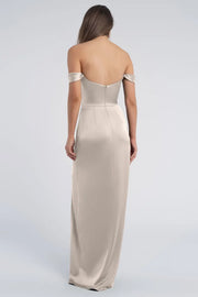 Sheath Off-Shoulder Sleeveless Empire With Side Slit Bridesmaid Dress