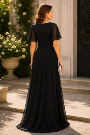 Short Sleeves Empire Chiffon A-Line Mother Of The Bride Dress