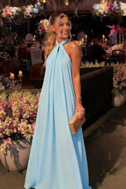 Simple A-Line Halter Sleeveless Party Prom Dress 