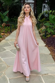 Simple A-Line Halter Sleeveless Party Prom Dress 