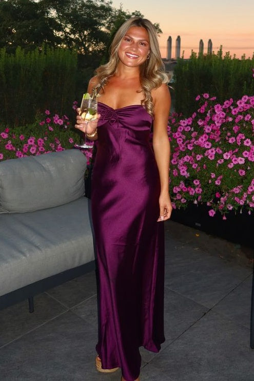 Simple Satin Fitted Sweetheart Sleeveless Party Prom Dress