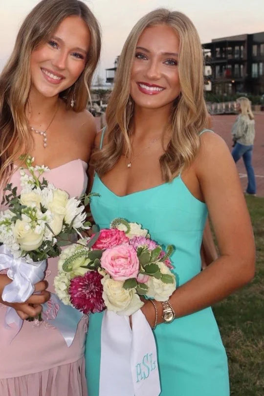 Simple Satin Fitted V-Neck Sleeveless Floor-Length Party Prom Dress