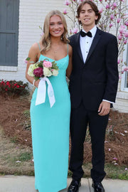 Simple Satin Fitted V-Neck Sleeveless Floor-Length Party Prom Dress