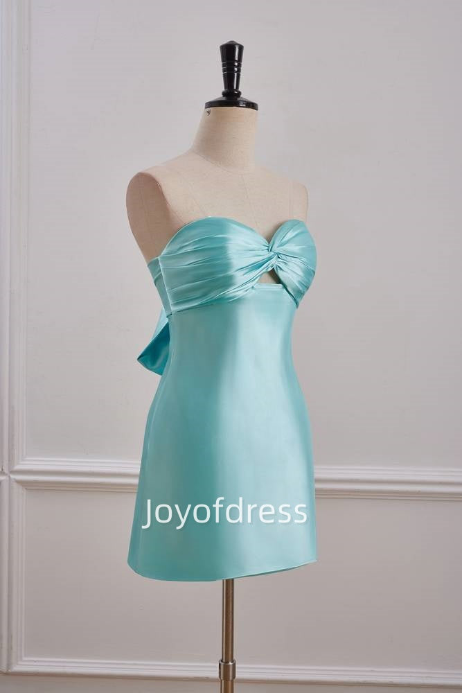 Simple Satin Lace Up Sweetheart Mini Homecoming Dress