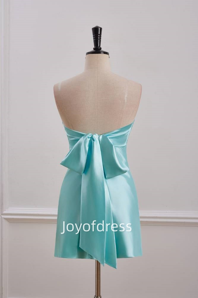 Simple Satin Lace Up Sweetheart Mini Homecoming Dress