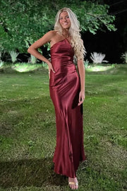 Simple Satin Sheath Halter Sleeveless Floor-Length Party Prom Dress