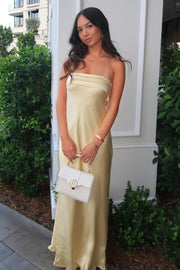 Simple Strapless Open Back Satin Fitted Evening Prom Dress