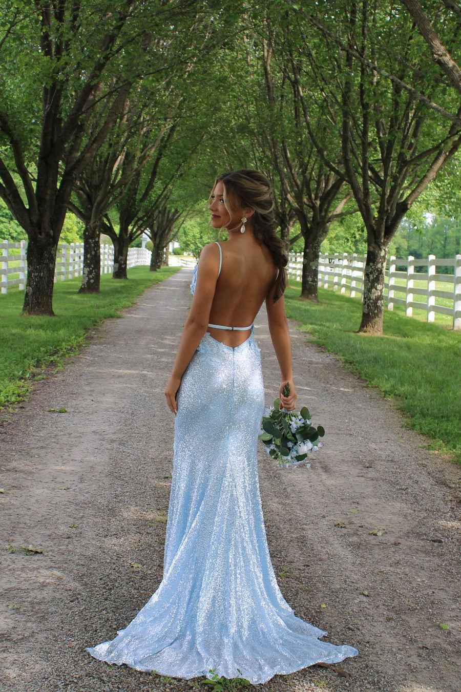 Sky Blue Sweetheart Sleeveless Mermaid Sequins Party Prom Dress