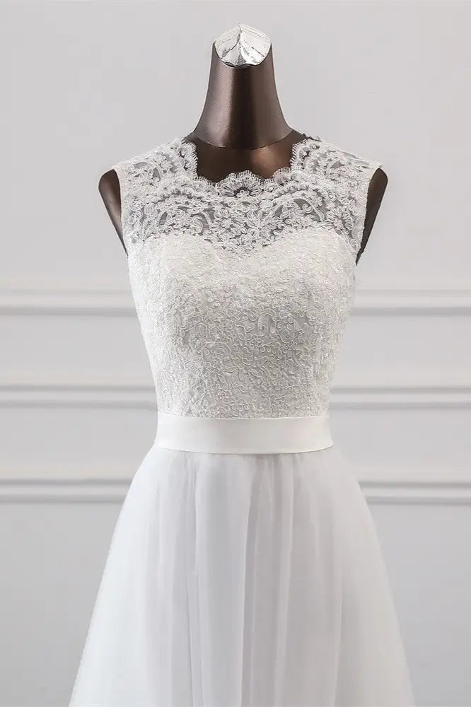 Sleeveless Empire Lace And Chiffon A-Line Wedding Dress