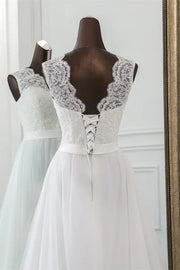 Sleeveless Empire Lace And Chiffon A-Line Wedding Dress