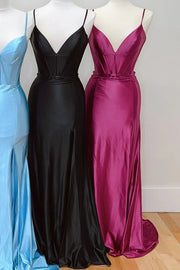 Sleeveless V-Neck Empire With Side Slit Casual Prom Dress