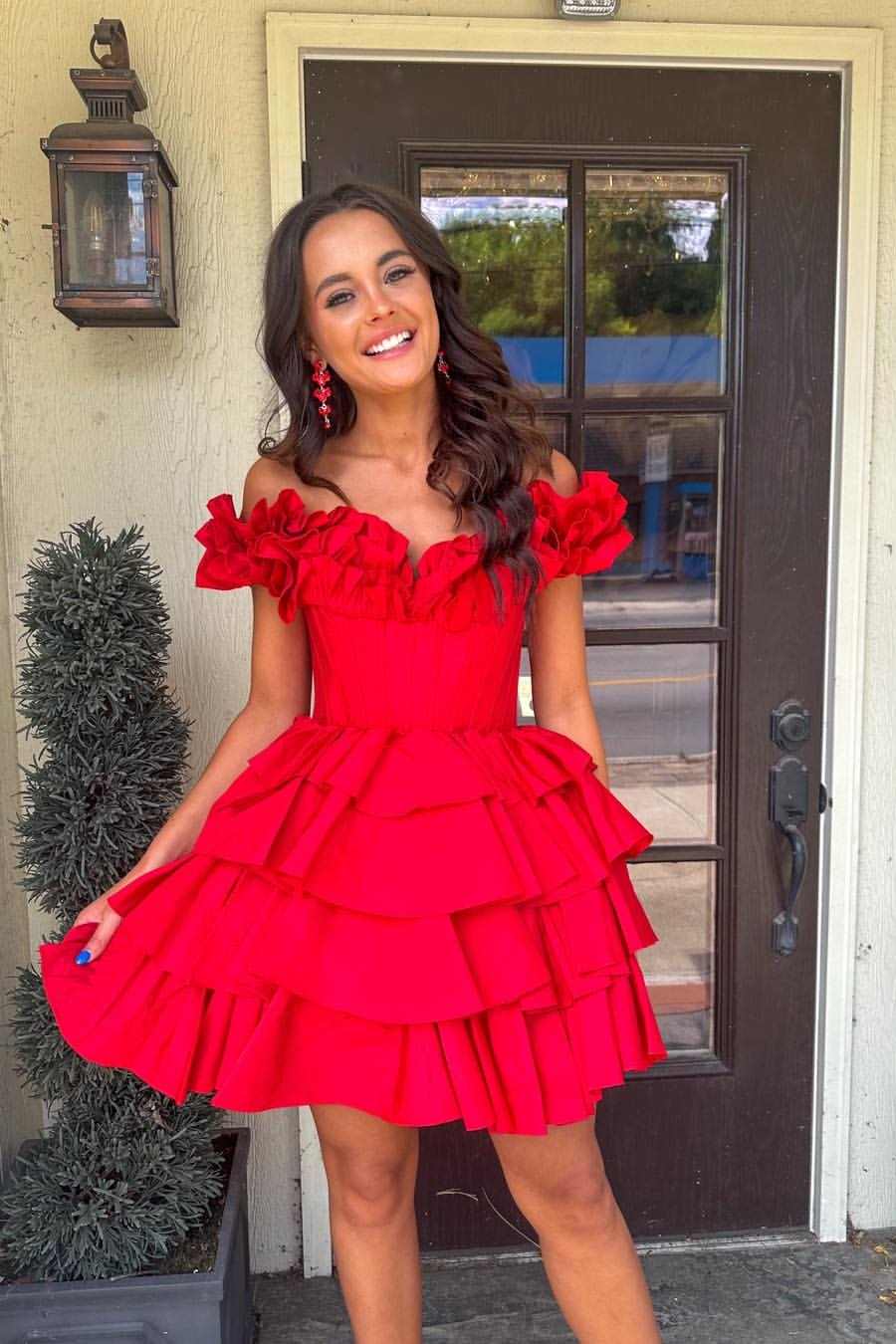 a line mini homecoming dress Blue Off-the-shoulder A-line Satin Appliques Red / US 10 Plus Size Wedding Dresses 24/7 Online Service. Size:2-3years Double Breasted Suits Unic