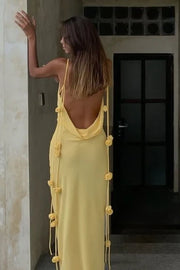 Spaghetti Straps Backless Chiffon Fitted Party  Prom Dress