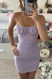 Spaghetti Straps Bodycon Chiffon Ruched Short Party Homecoming Dress