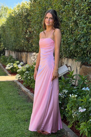 Spaghetti Straps Empire Satin A-Line Floor-Length Party Prom Dress