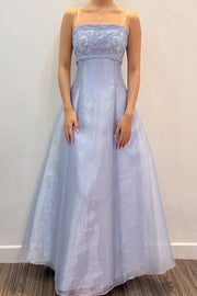 Spaghetti Straps Lace-Up Tulle A-Line Appliques Party Prom Dress