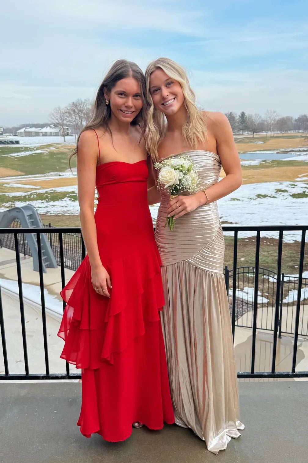 Chiffon A-Line Sweetheart Spaghetti Straps Empire Party Prom Dress