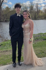 Sparkly Bateau Beaded Straps Mermaid Sequins Prom Dress 