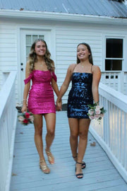 Sparkly Bateau Off-Shoulder Bodycon Homecoming Dress