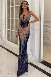 Sparkly Fitted Spaghetti Straps Party Prom Dress