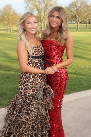 Sparkly Fitted Strapless Empire Sequin Floor-Length Party Prom Dress