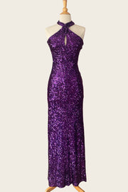 Sparkly Halter Sequins Long Party Prom Dress