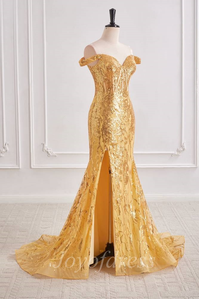 Sparkly Off-Shoulder Empire Sequin Appliques Prom Party Dress