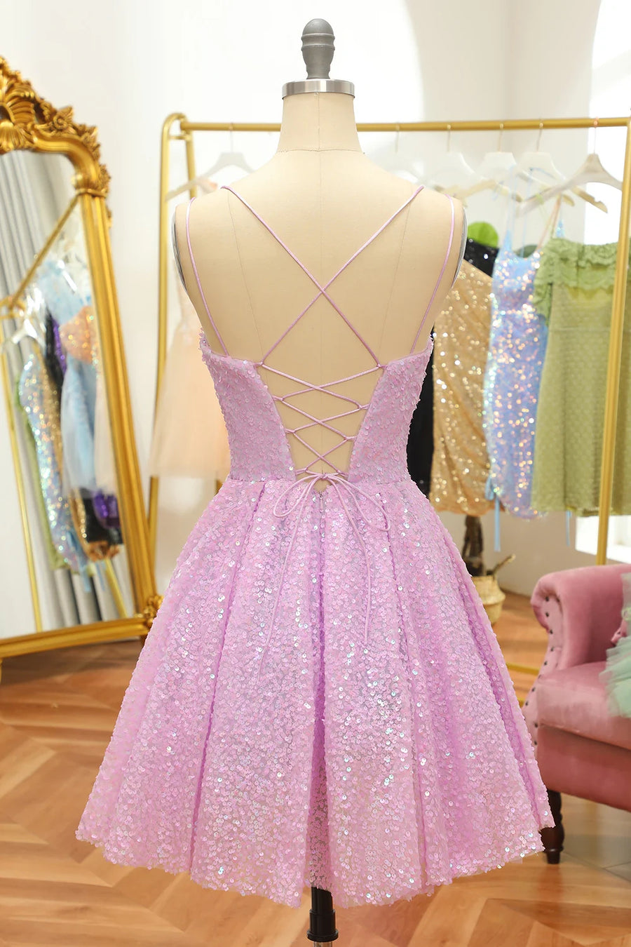 Sparkly Sequins Bateau Sleeveless Lace Up Homecoming Dress Mint Green / US 16 Sparkly Sequins Bateau Sleeveless Lace Up Homecoming Dress Mint Green / US 16