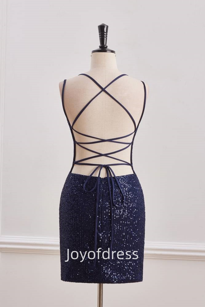 Sparkly Sequins V-Neck Sleeveless Fitted Homecoming Dress