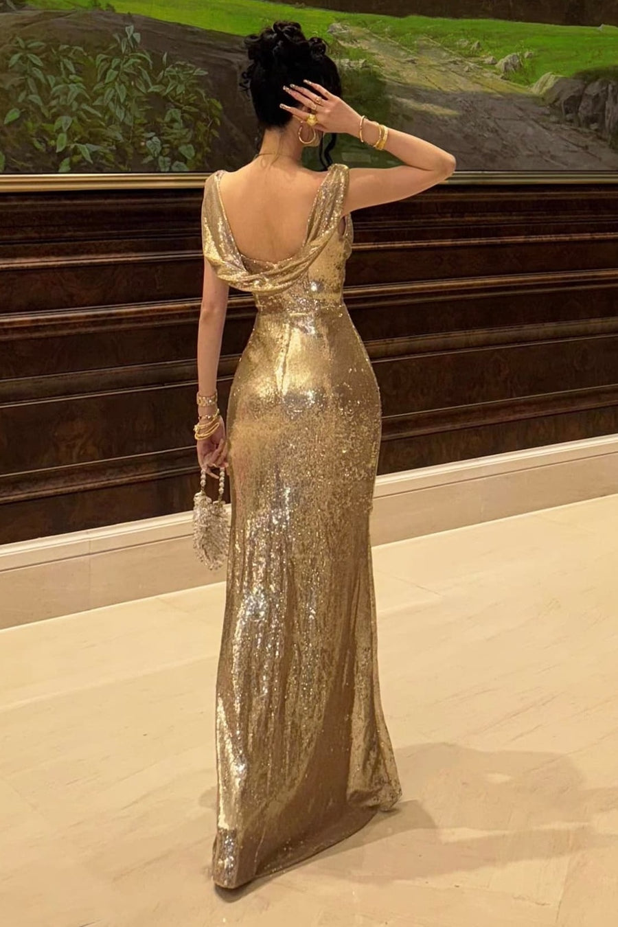 Sparkly Sleeveless Fully Sequins Mermaid Party Prom Dress
