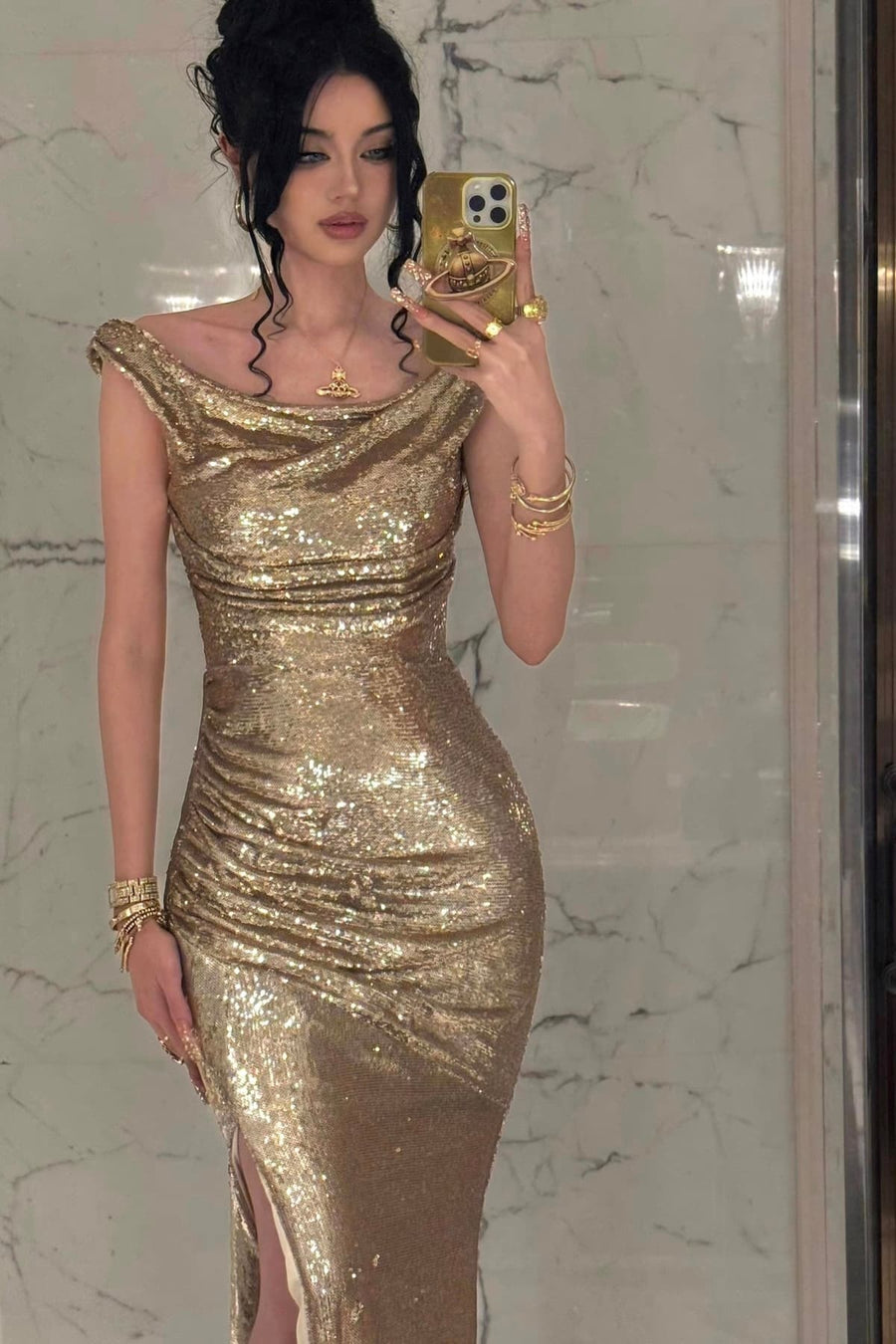 Sparkly Sleeveless Fully Sequins Mermaid Party Prom Dress