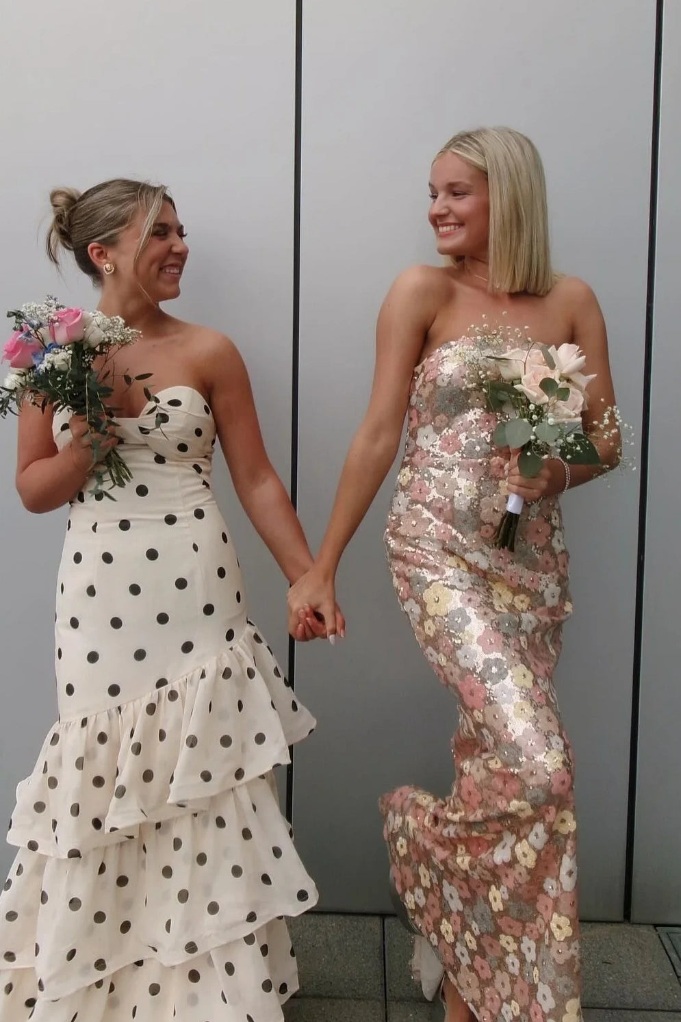 Sparkly Strapless Fitted Flowers Sequin Party Prom Dress