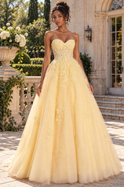 Sparkly Sweetheart Corset A-Line Lace Appliques And Tulle Party Prom Dress