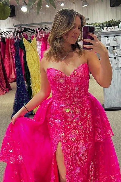 Sparkly Sweetheart Strapless Empire Party Prom Dress With Tiered Train
