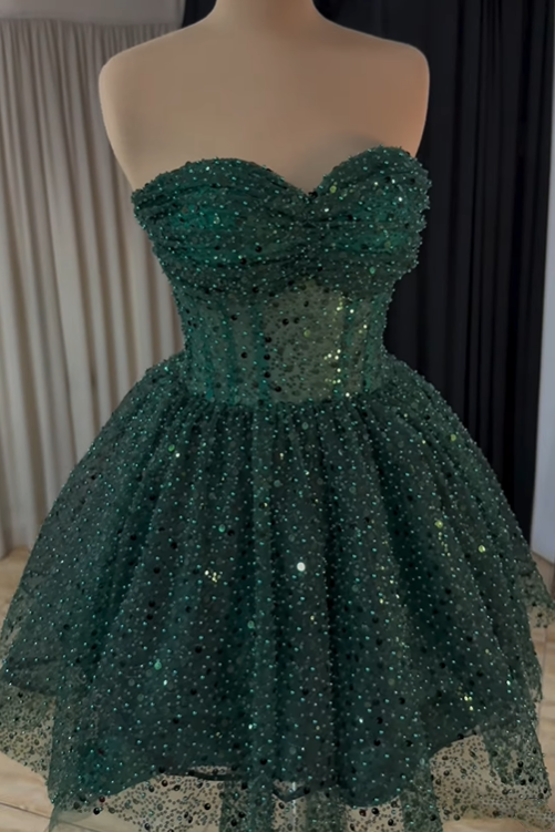 Sparkly Sweetheart Strapless Empire Sequins Homecoming Dress