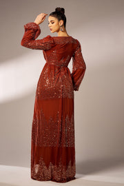 Sparkly V-Neck Long Sleeves A-Line Empire Prom Party Dress