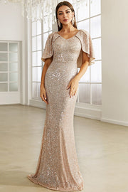 Sparkly V-Neck Mermaid Empire Sequin Prom Party Dress