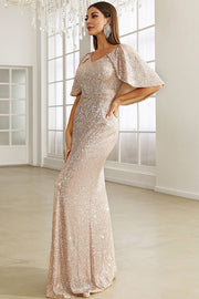 Sparkly V-Neck Mermaid Empire Sequin Prom Party Dress