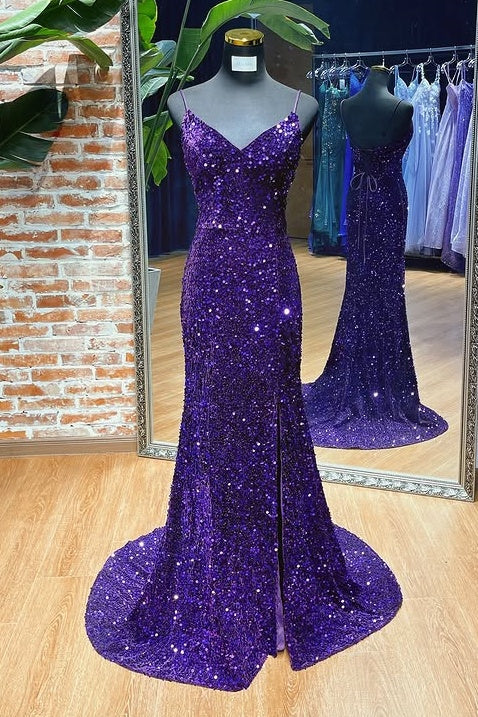 Sparkly V-Neck Sleeveless Mermaid Party Prom Dress