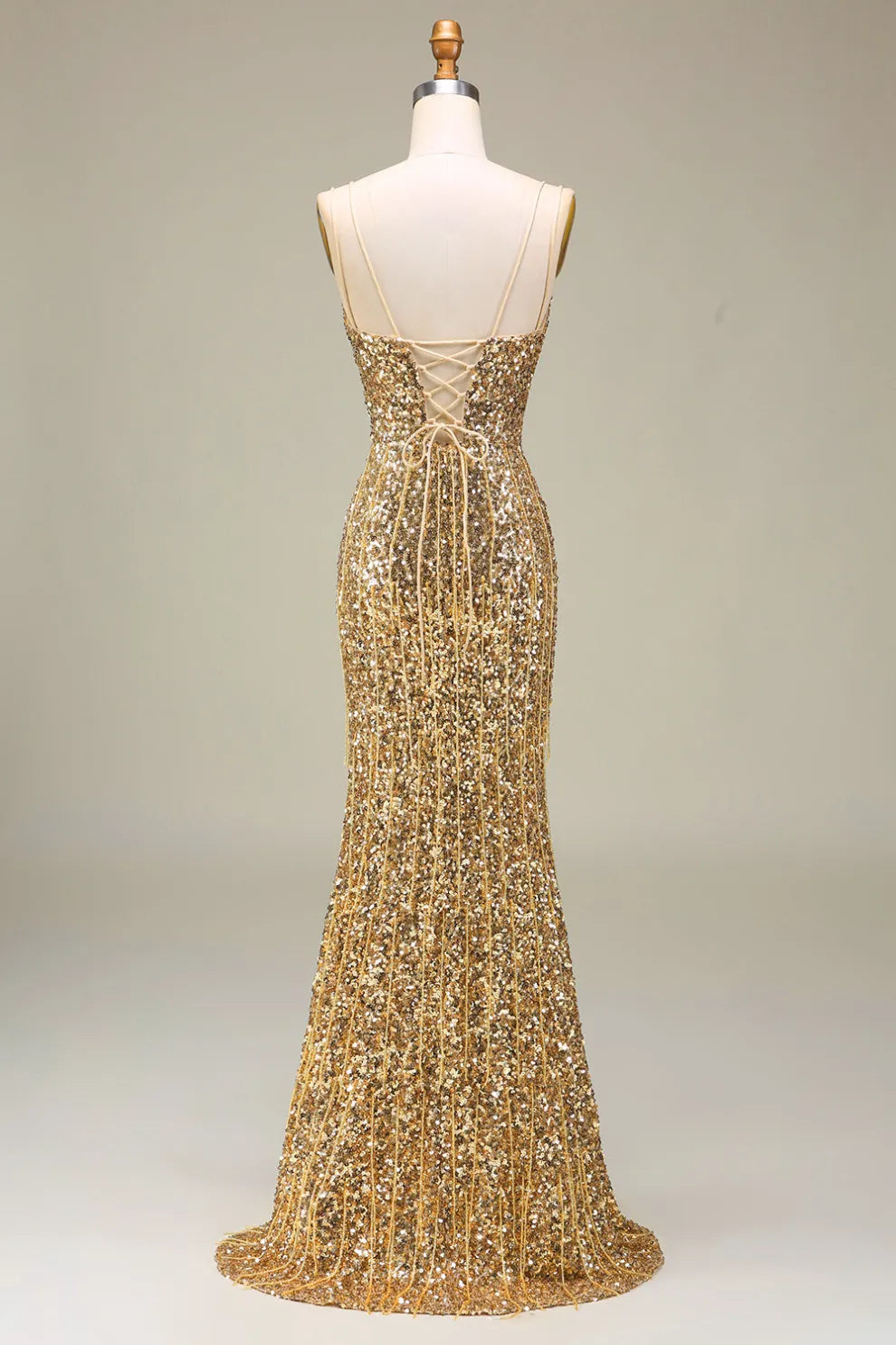 Sparkly V-Neck Sleeveless Mermaid Sequins Party Prom Dress