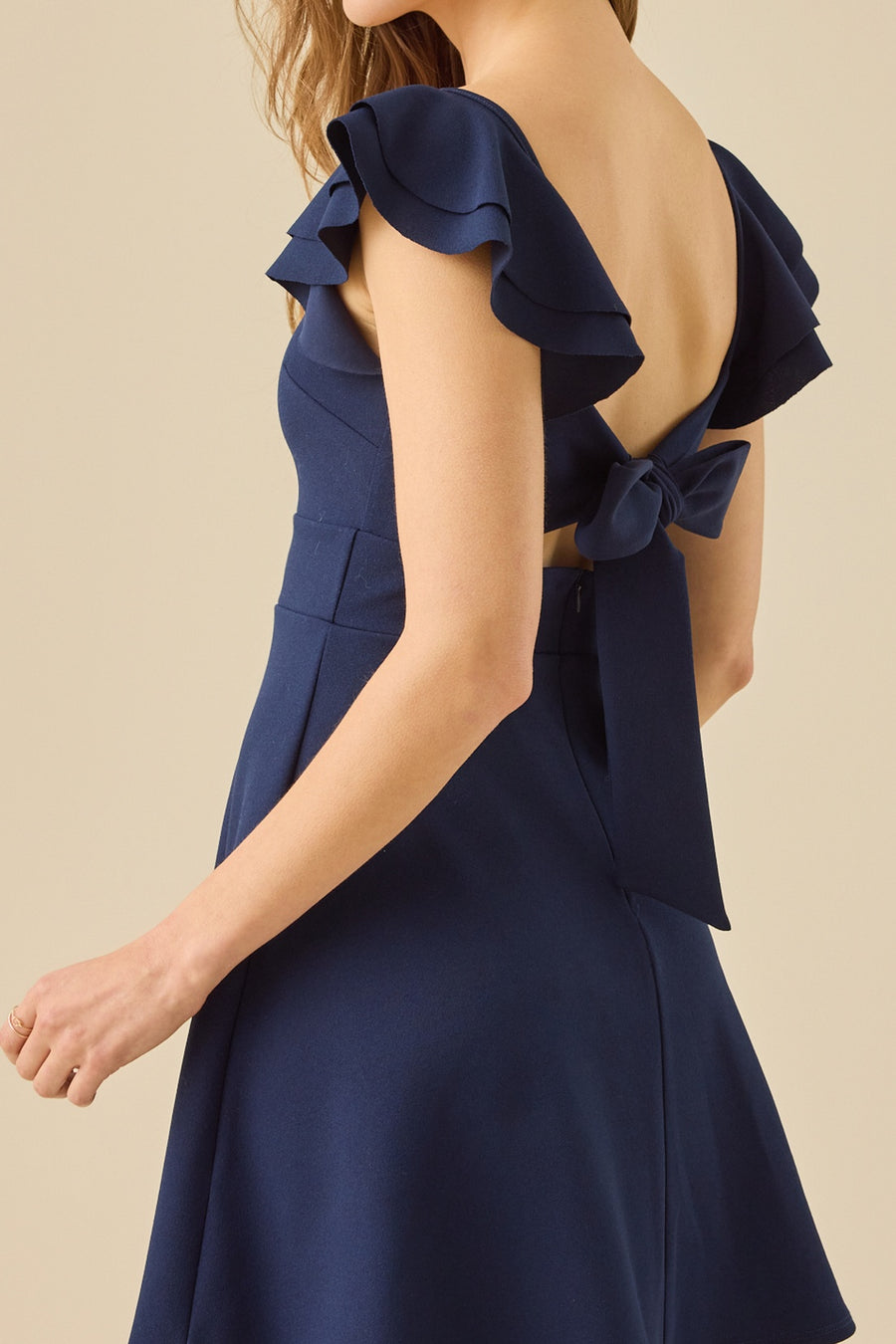 Square Ruffle Straps Satin A-Line High Waist Short Graduation Dress